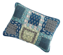 Load image into Gallery viewer, Tache Cotton Patchwork Teal Blue Green Paisley Bohemian Ocean Pillow Sham (JHW-888)