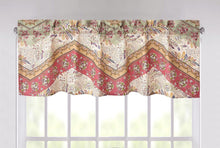 Load image into Gallery viewer, DaDa Bedding Rustic Cranberry Sage Chevron Floral Window Curtain Valance - 18" x 52" (JHW-924)