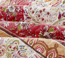 Load image into Gallery viewer, DaDa Bedding Rustic Bohemian Cranberry Sage Chevron Floral Bedspread Set (JHW-924)