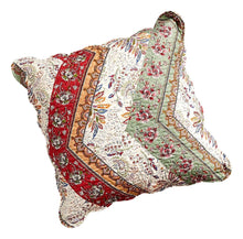 Load image into Gallery viewer, DaDa Bedding Bohemian Cranberry Sage Chevron Floral Euro Pillow Sham Cover, 26" x 26" (JHW924)