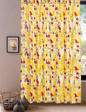 Load image into Gallery viewer, DaDa Bedding Set of 2 Radiant Sunshine Yellow Floral Window Curtain Panels - Natural Semi Sheer Hummingbirds Farmhouse Red Flowers Straight Tailored Edge
