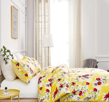 Load image into Gallery viewer, DaDa Bedding Sunshine Yellow Hummingbirds Floral Duvet Cover Set w/ Pillow Cases (JHW-925)