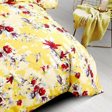 Load image into Gallery viewer, DaDa Bedding Sunshine Yellow Hummingbirds Floral Duvet Cover Set w/ Pillow Cases (JHW-925)