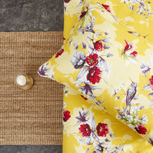 Load image into Gallery viewer, DaDa Bedding Sunshine Yellow Hummingbirds Floral Fitted Bed Sheet w/ Pillow Cases (JHW-925)