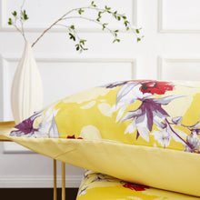 Load image into Gallery viewer, DaDa Bedding Sunshine Yellow Hummingbirds Floral Fitted Bed Sheet w/ Pillow Cases (JHW-925)