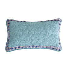 Load image into Gallery viewer, Tache Cotton Turquoise Blue Geometric Patchwork Border Old World Lumbar Pillow Sham (JHW-936)