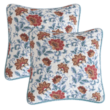 Load image into Gallery viewer, Tache Cotton Floral Jacobean Blue White Old World Garden Cushion Covers 2-Pieces (JHW-936)