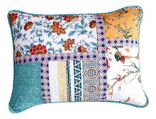 Load image into Gallery viewer, Tache Cotton Patchwork Blue Yellow Old World Hummingbirds Garden Pillow Sham (JHW-936)
