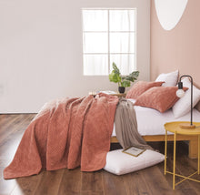 Load image into Gallery viewer, DaDalogy Bedding Terracotta Coral Brick Orange Soft Velour Corduroy Bedspread Set (JHW952)