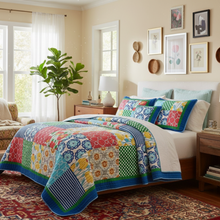 Load image into Gallery viewer, Tache Cotton Dreamy Meadow Patchwork Floral Quilt Set (JHW-568)
