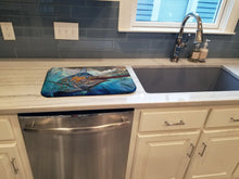 Load image into Gallery viewer, Running The Guantlet Blue Marlin Dish Drying Mat – Absorbent, Artistic Kitchen Essentials JMA2000DDM
