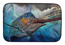 Load image into Gallery viewer, Running The Guantlet Blue Marlin Dish Drying Mat – Absorbent, Artistic Kitchen Essentials JMA2000DDM