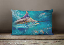 Load image into Gallery viewer, Liquid Metal Black Marlin Canvas Fabric Decorative Pillow JMA2005PW1216