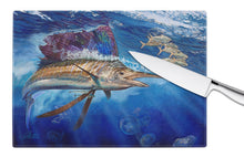 Load image into Gallery viewer, Majesty Sailfish Glass Cutting Boards – Durable, Decorative Kitchen Art Large JMA2010LCB
