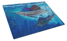 Load image into Gallery viewer, Wide Open Sailfish Glass Cutting Boards – Durable, Decorative Kitchen Art Large JMA2011LCB