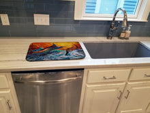 Load image into Gallery viewer, Reflective Chaos Blue Marlin Dish Drying Mat – Absorbent, Artistic Kitchen Essentials JMA2012DDM