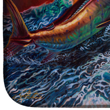 Load image into Gallery viewer, Reflective Chaos Blue Marlin Dish Drying Mat – Absorbent, Artistic Kitchen Essentials JMA2012DDM