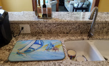 Load image into Gallery viewer, Sailboats and Middle Bay Lighthouse Dish Drying Mat – Absorbent, Artistic Kitchen Essentials JMK1005DDM