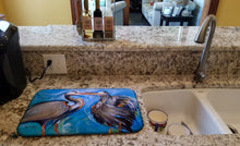 Load image into Gallery viewer, Blue Heron Love Dish Drying Mat – Absorbent, Artistic Kitchen Essentials JMK1011DDM