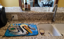 Load image into Gallery viewer, Pelican Dressed as a Reindeer Dish Drying Mat – Absorbent, Artistic Kitchen Essentials JMK1020DDM