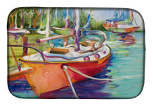 Load image into Gallery viewer, Red Sailboat Dish Drying Mat – Absorbent, Artistic Kitchen Essentials JMK1028DDM