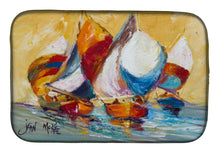 Load image into Gallery viewer, Boat Race Dish Drying Mat – Absorbent, Artistic Kitchen Essentials JMK1029DDM
