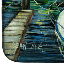Load image into Gallery viewer, Night on the Docks Sailboat Dish Drying Mat – Absorbent, Artistic Kitchen Essentials JMK1031DDM