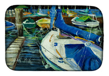 Load image into Gallery viewer, Night on the Docks Sailboat Dish Drying Mat – Absorbent, Artistic Kitchen Essentials JMK1031DDM