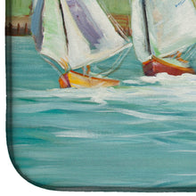 Load image into Gallery viewer, Sailboats on the bay Dish Drying Mat – Absorbent, Artistic Kitchen Essentials JMK1035DDM