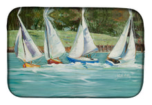 Load image into Gallery viewer, Sailboats on the bay Dish Drying Mat – Absorbent, Artistic Kitchen Essentials JMK1035DDM