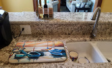 Load image into Gallery viewer, Beach View with Sailboats Dish Drying Mat – Absorbent, Artistic Kitchen Essentials JMK1038DDM
