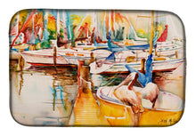 Load image into Gallery viewer, Sailboat  with Pelican Golden Days Dish Drying Mat – Absorbent, Artistic Kitchen Essentials JMK1042DDM