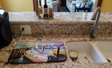 Load image into Gallery viewer, Sailboats at the Fairhope Yacht Club Docks Dish Drying Mat – Absorbent, Artistic Kitchen Essentials JMK1044DDM