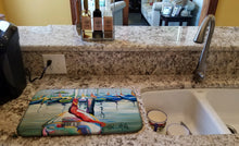Load image into Gallery viewer, LaSalle Sailboats Dish Drying Mat – Absorbent, Artistic Kitchen Essentials JMK1056DDM