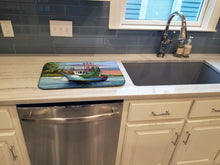 Load image into Gallery viewer, Jeannie Shrimp Boat Dish Drying Mat – Absorbent, Artistic Kitchen Essentials JMK1059DDM