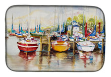 Load image into Gallery viewer, Paradise Yacht Club II Sailboats Dish Drying Mat – Absorbent, Artistic Kitchen Essentials JMK1064DDM