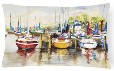Paradise Yacht Club II Sailboats Canvas Fabric Decorative Pillow JMK1064PW1216