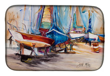 Load image into Gallery viewer, On the Hill Sailboats Dish Drying Mat – Absorbent, Artistic Kitchen Essentials JMK1066DDM