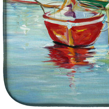 Load image into Gallery viewer, On the Dock Sailboats Dish Drying Mat – Absorbent, Artistic Kitchen Essentials JMK1070DDM