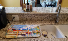 Load image into Gallery viewer, Run Away Sailboats Dish Drying Mat – Absorbent, Artistic Kitchen Essentials JMK1072DDM