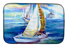 Load image into Gallery viewer, Rock my Boat Sailboats Dish Drying Mat – Absorbent, Artistic Kitchen Essentials JMK1073DDM