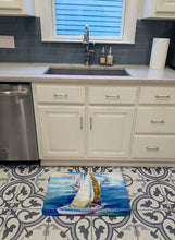 Load image into Gallery viewer, Rock my Boat Sailboats Machine Washable Memory Foam Mat JMK1073RUG