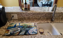 Load image into Gallery viewer, Seven Boats Sailboats Dish Drying Mat – Absorbent, Artistic Kitchen Essentials JMK1075DDM