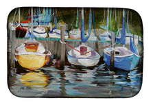 Load image into Gallery viewer, Yellow boat Sailboat Dish Drying Mat – Absorbent, Artistic Kitchen Essentials JMK1084DDM