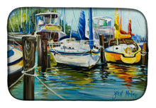 Load image into Gallery viewer, Yellow boat II Sailboat Dish Drying Mat – Absorbent, Artistic Kitchen Essentials JMK1085DDM