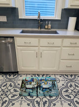 Load image into Gallery viewer, Tourquoise Bay Sailboat Machine Washable Memory Foam Mat JMK1087RUG
