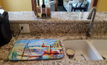 Load image into Gallery viewer, Towering Q Sailboat Dish Drying Mat – Absorbent, Artistic Kitchen Essentials JMK1088DDM
