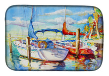 Load image into Gallery viewer, Towering Q Sailboat Dish Drying Mat – Absorbent, Artistic Kitchen Essentials JMK1088DDM