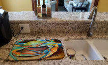 Load image into Gallery viewer, Blue Crab Dish Drying Mat – Absorbent, Artistic Kitchen Essentials JMK1096DDM