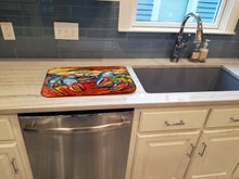 Load image into Gallery viewer, Blue Crab Red Dish Drying Mat – Absorbent, Artistic Kitchen Essentials JMK1107DDM